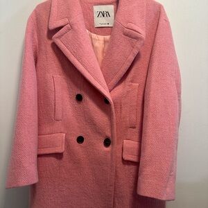 Zara Women's Pea Coat in Soft Pink